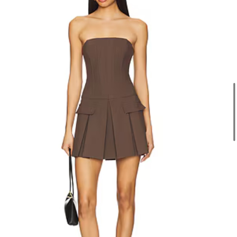 Elegant Brown Strapless Dress